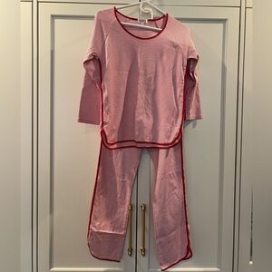 Women's Lake Red and White Striped Pajama Set